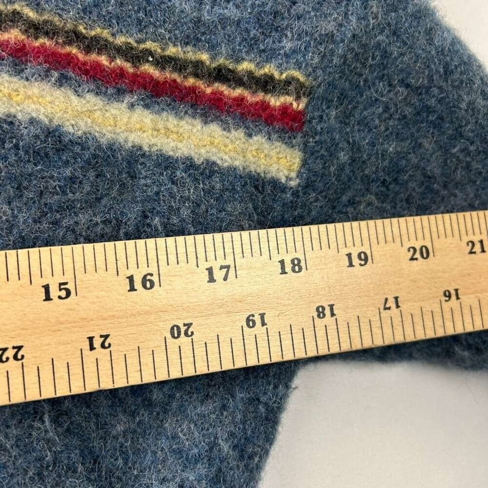 Vintage Columbia Women's M 100% Shetland Wool Crew Neck Blue Sweater Striped - Picture 4 of 9